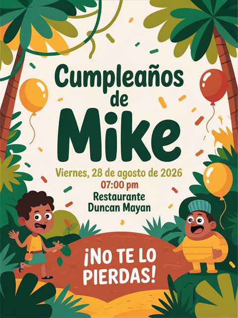 Cumple infantil en la selva